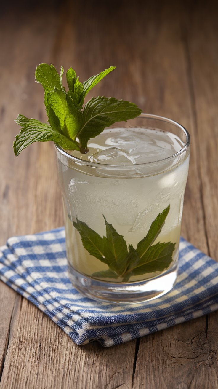 Refreshing Mint Julep cocktail.