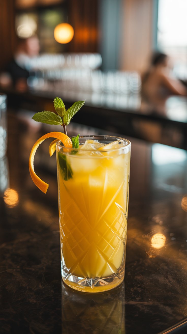 A refreshing Scorpion cocktail in a tall, clear glass.